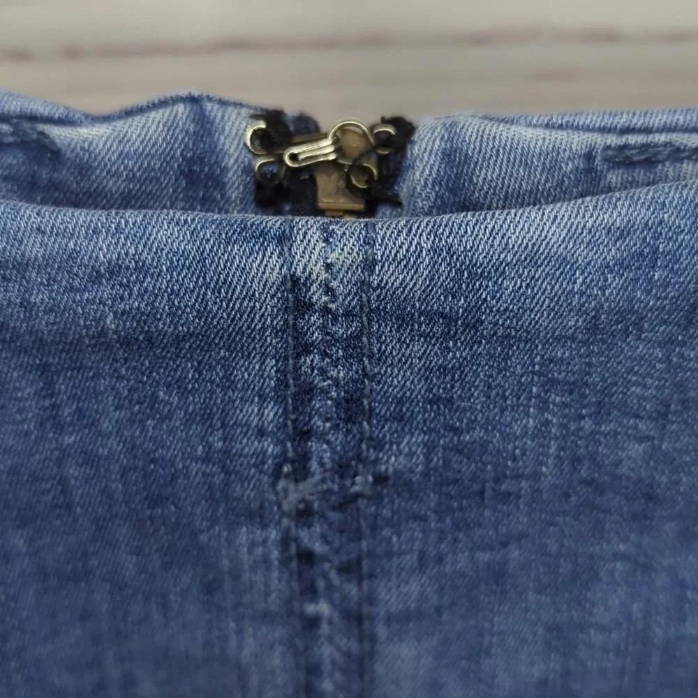 Vintage Free People Denim Jean Skirt Casual Modern Fitted Bodycon Femme 90's‎